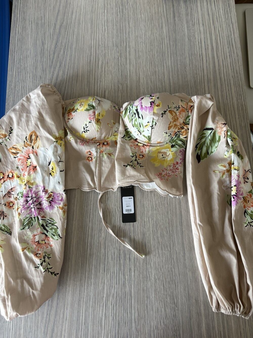 Fashion Nova Garden Fields Floral Lace Up Blouse Crop Top NWT Size S Small New
